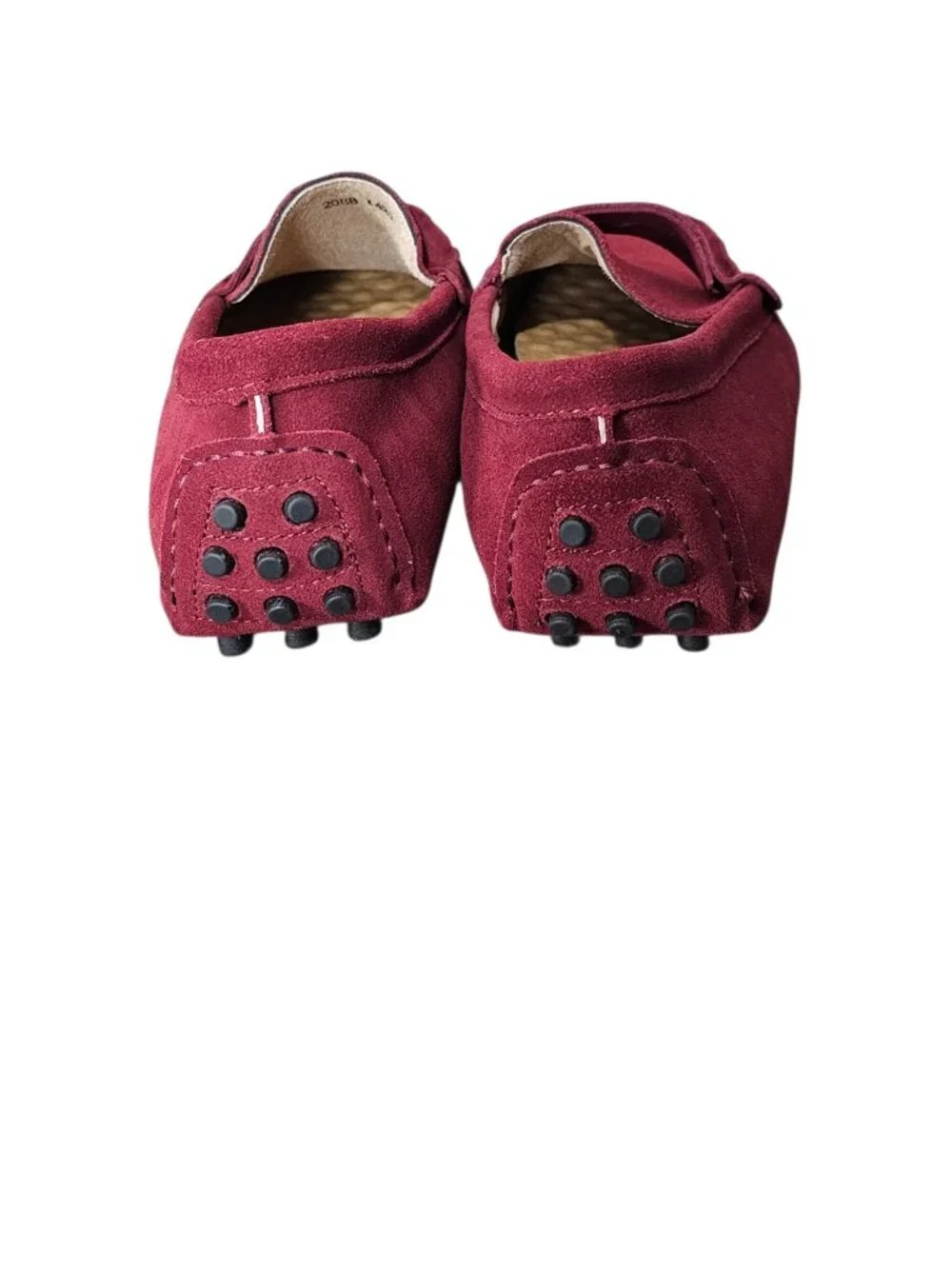 JIONS Suede Leather Driving Penny Loafers Moccasin Shoe Red Men 8.5 Women 10 New